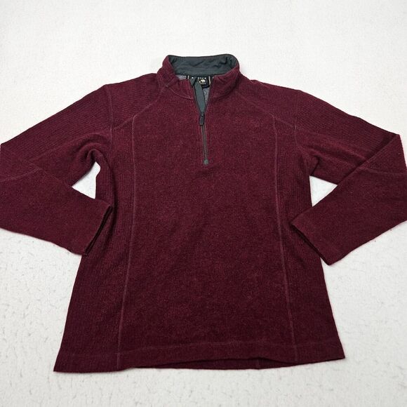 Mountain Hardware Wool Blend Sweater Size Medium Quarter Zip Red Bergundy Gorp - Picture 1 of 8